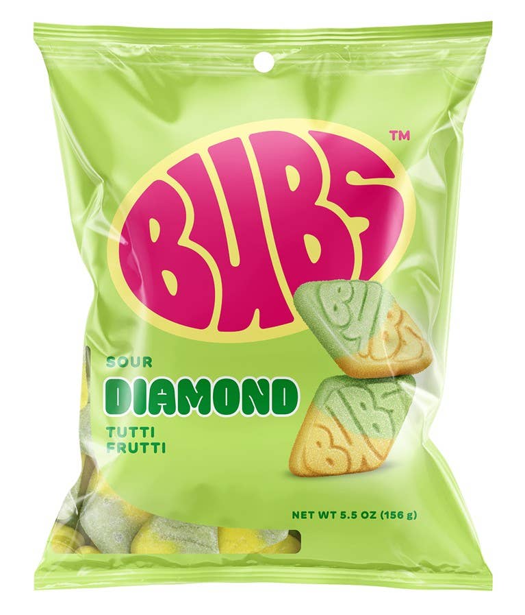 Bubs Sour Diamond Tutti Fruitti 5.5oz Bag, 8ct