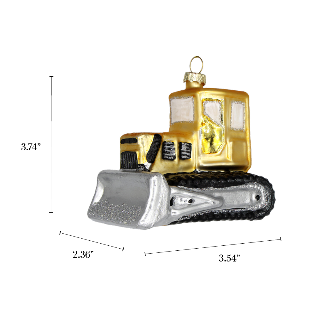 Bulldozer, Retro Handmade Glass Holiday Ornament Decor 2025