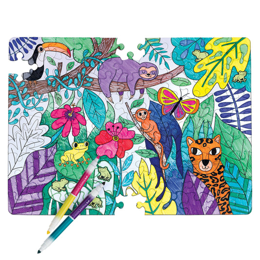 DIY Color by Number Puzzle - Jungle Animals Kit for Kids