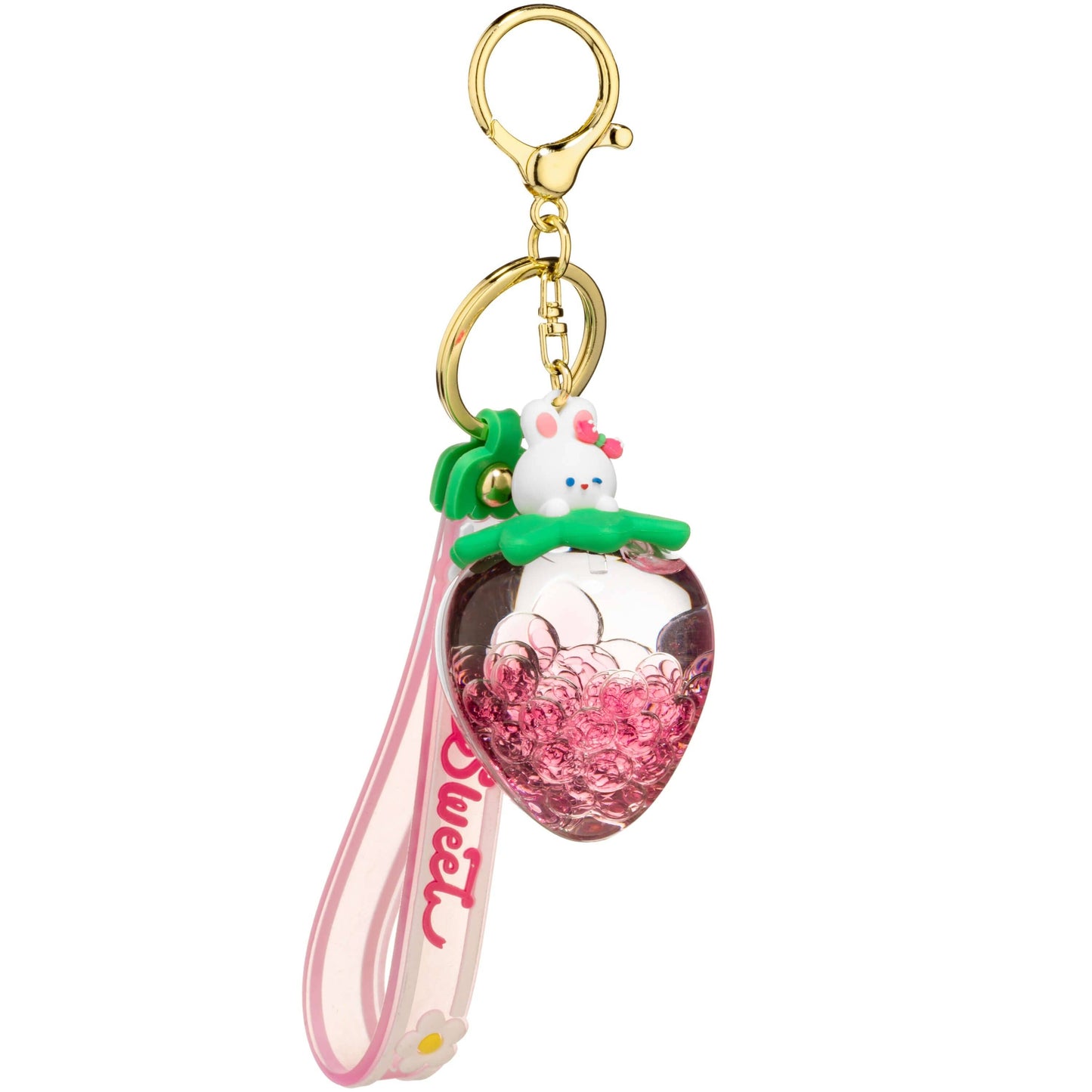 Sweet Strawberry Shape Liquid Effect Sensory Keychain