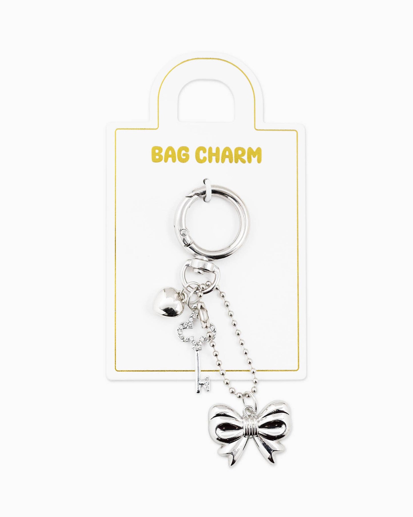 Bow, Puffy Heart, Clover Key Bag Charm Keychain