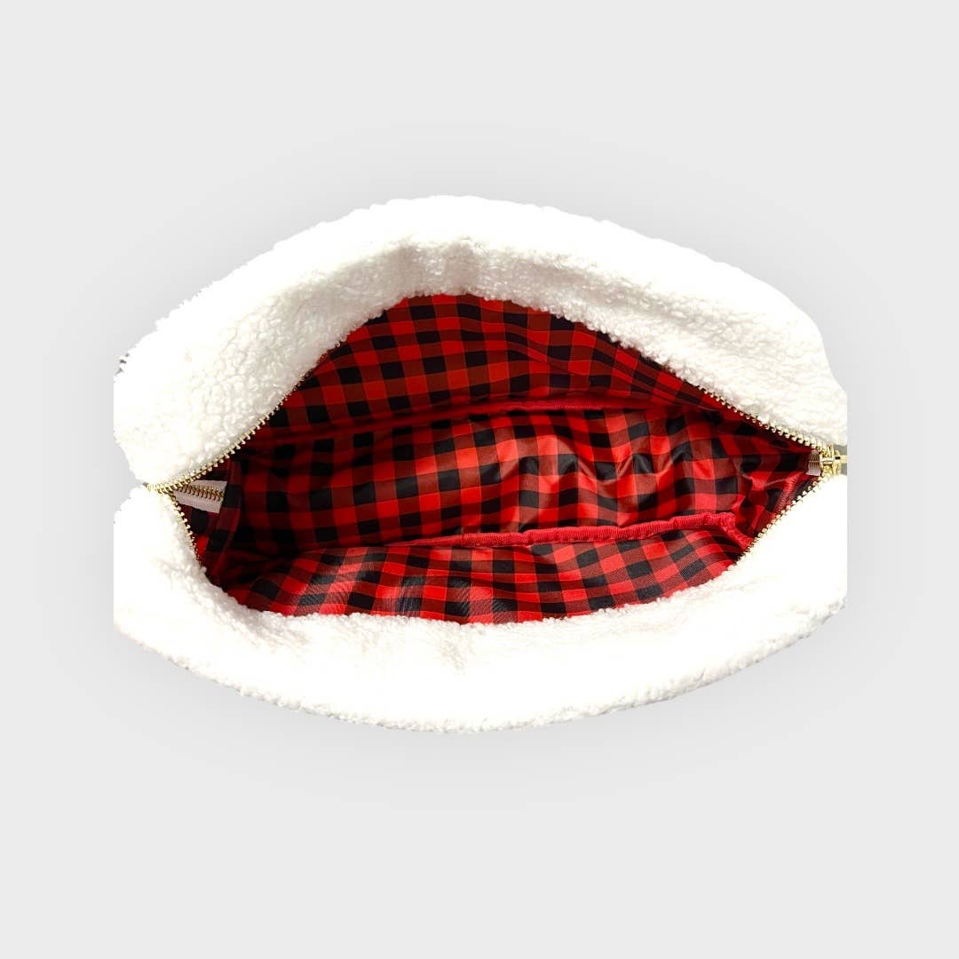 Varsity Collection Cosmetic Bag Cozy Teddy Chenille Patch