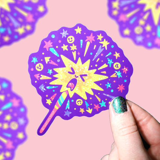Sparkler Firework USA 4th of July Vinyl Sticker (Glitter)