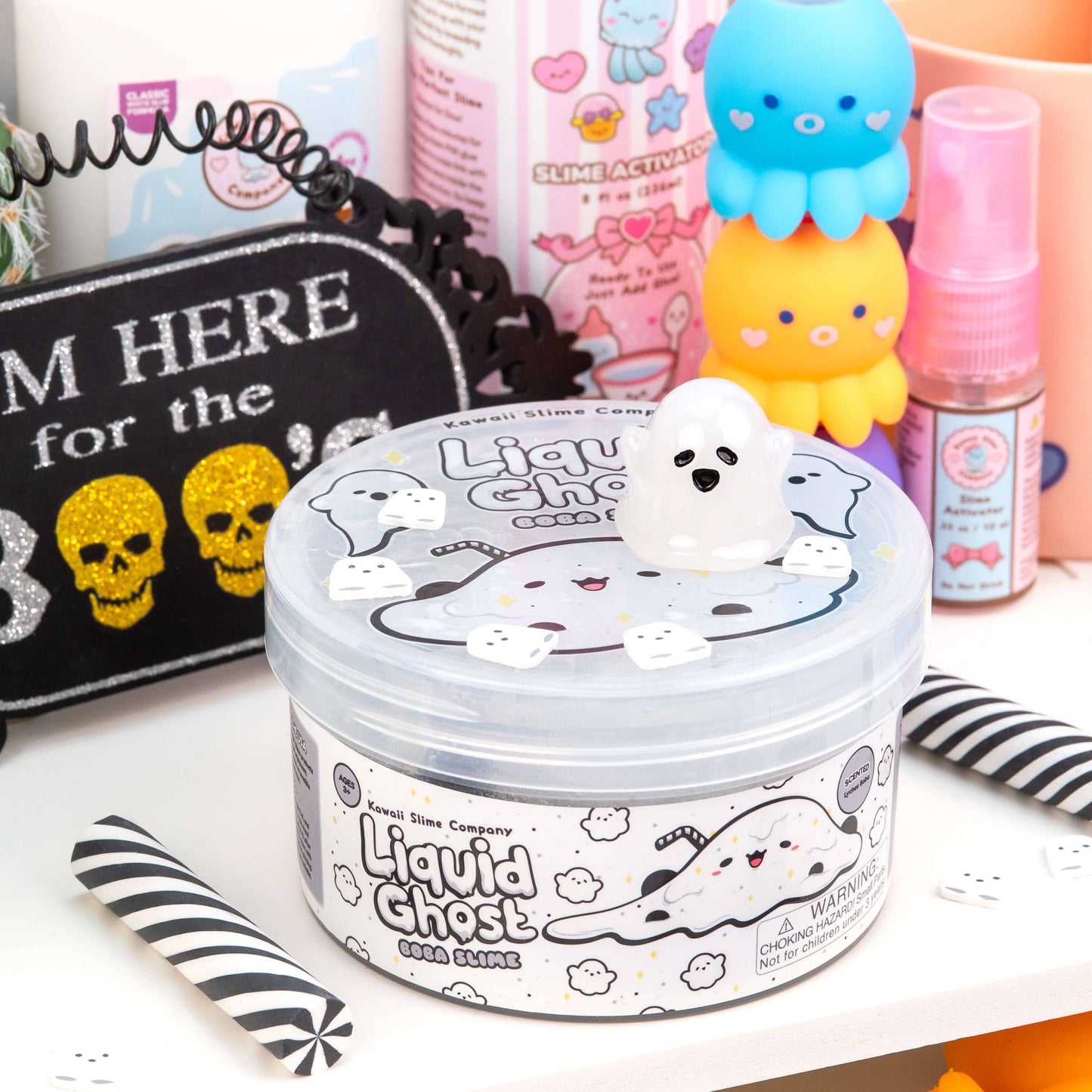 Liquid Ghost Boba Clear Slime