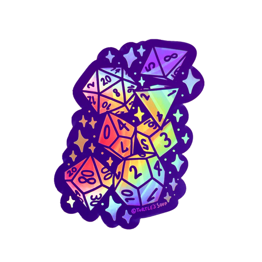 Gamer D20 Board Game Dice  Vinyl Sticker (Holographic)