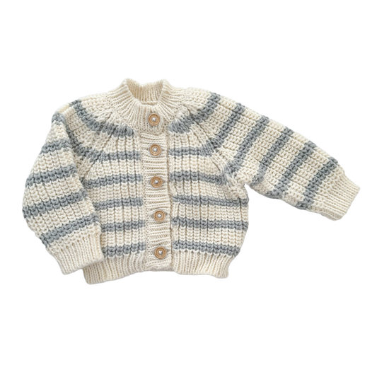Rib Knit Stripe Cardigan, Bowie Grey Baby Kid Sweater Basics