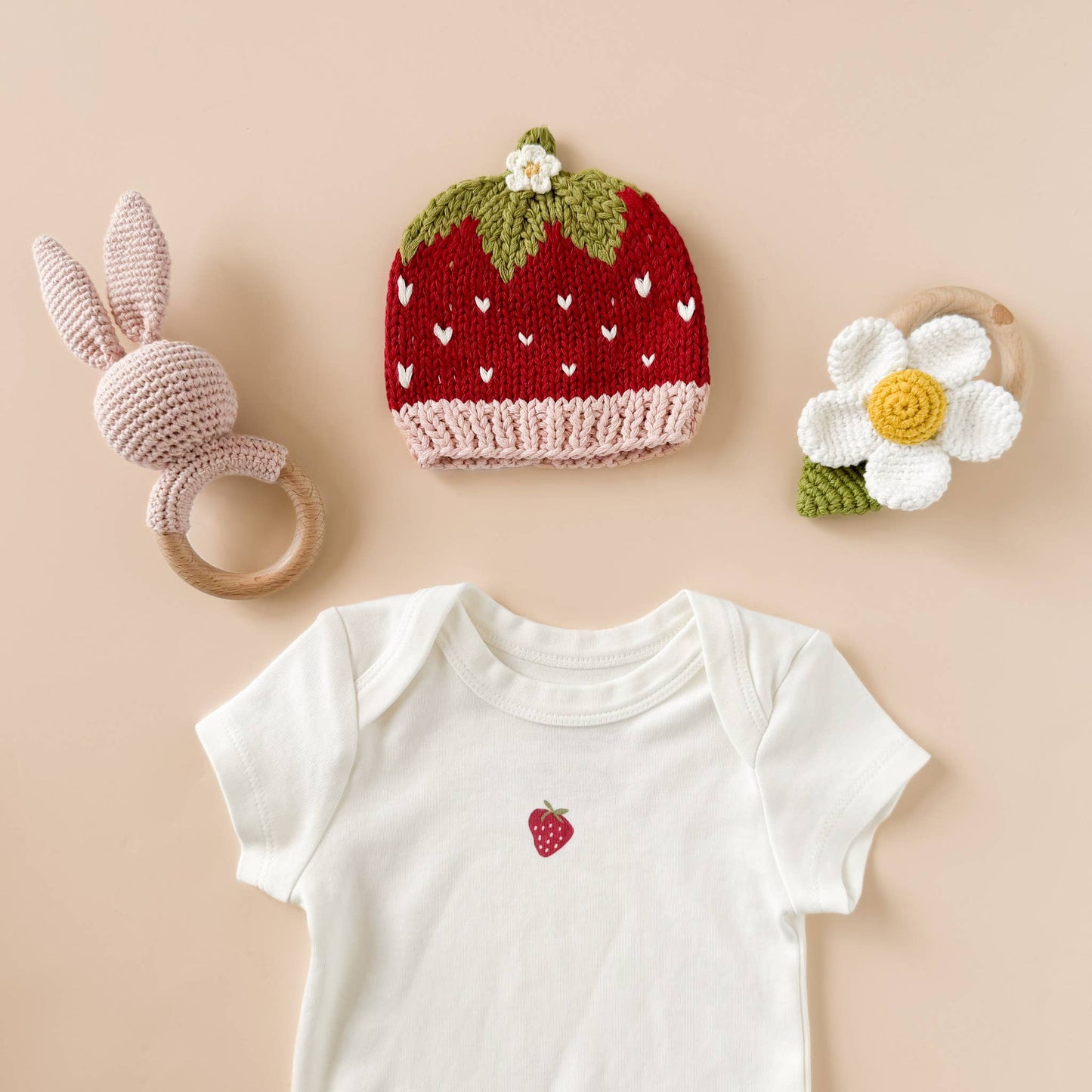 Cotton Addie Strawberry Beanie Baby Hat Spring Summer Gift