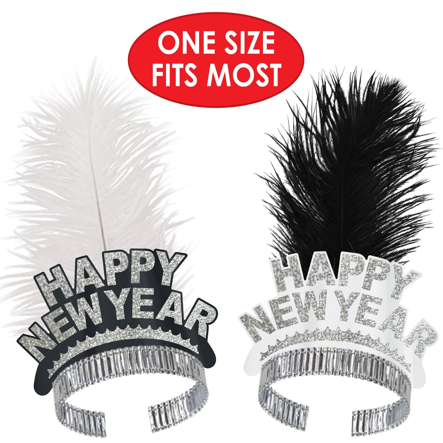 Chicago Swing Tiaras with Feather, Black, White, Silver