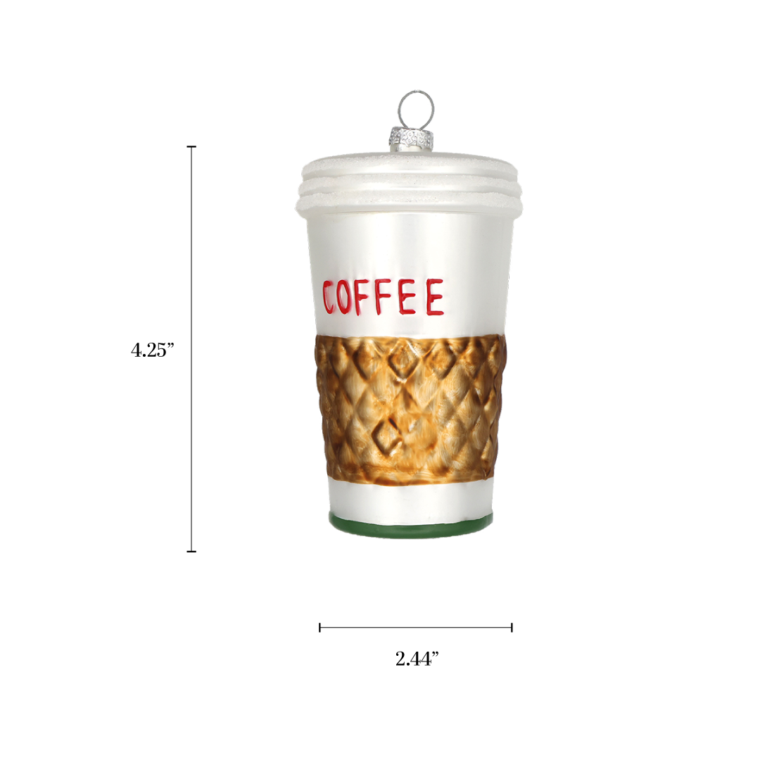 Coffee Cup, Retro Glass Stocking Stuffer Ornament Gift 2025