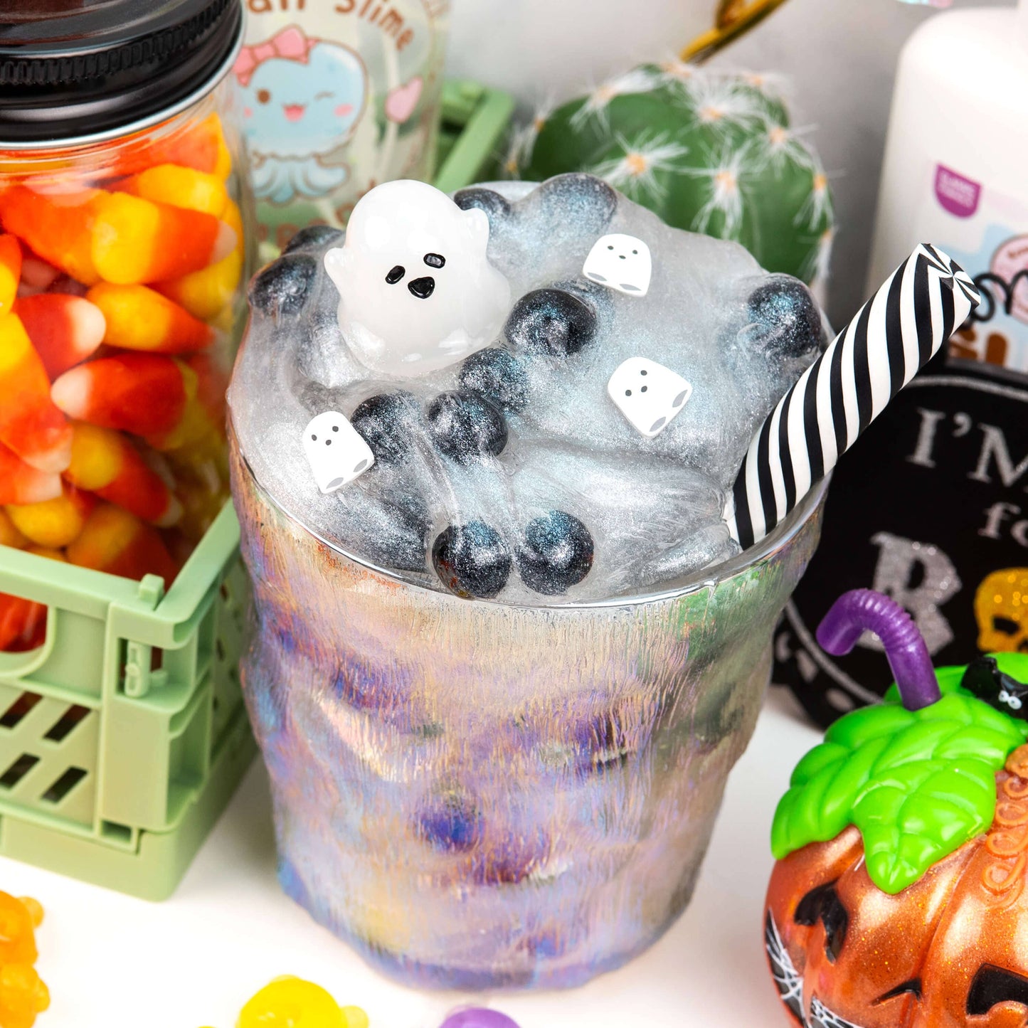 Liquid Ghost Boba Clear Slime