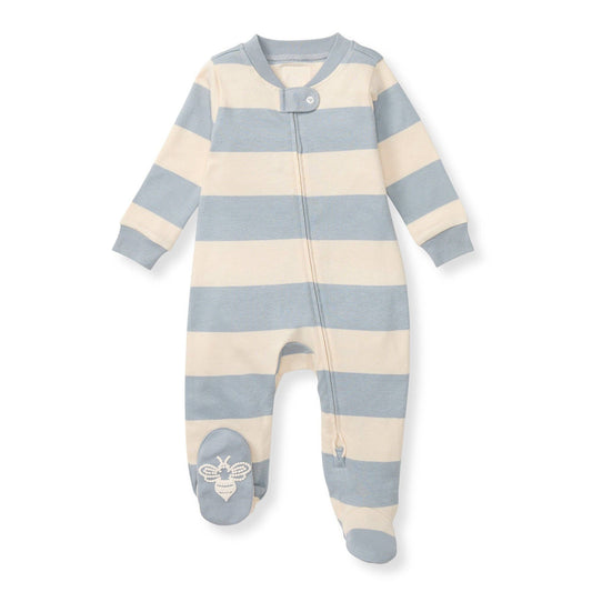 Rugby Stripe Organic Cotton Sleep & Play - Quarry