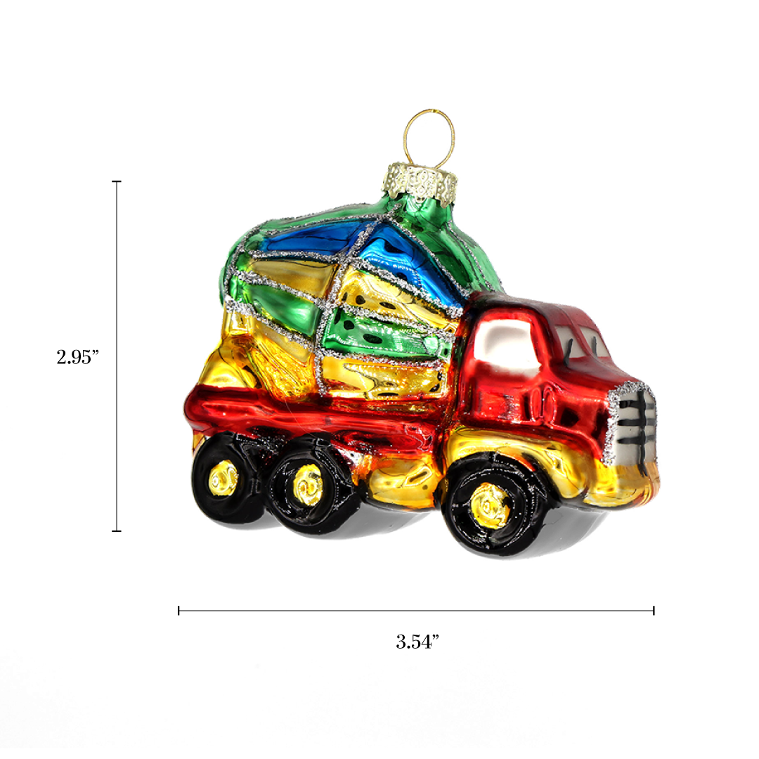 Cement Truck, Shiny Retro Glass Handmade Ornament Gift