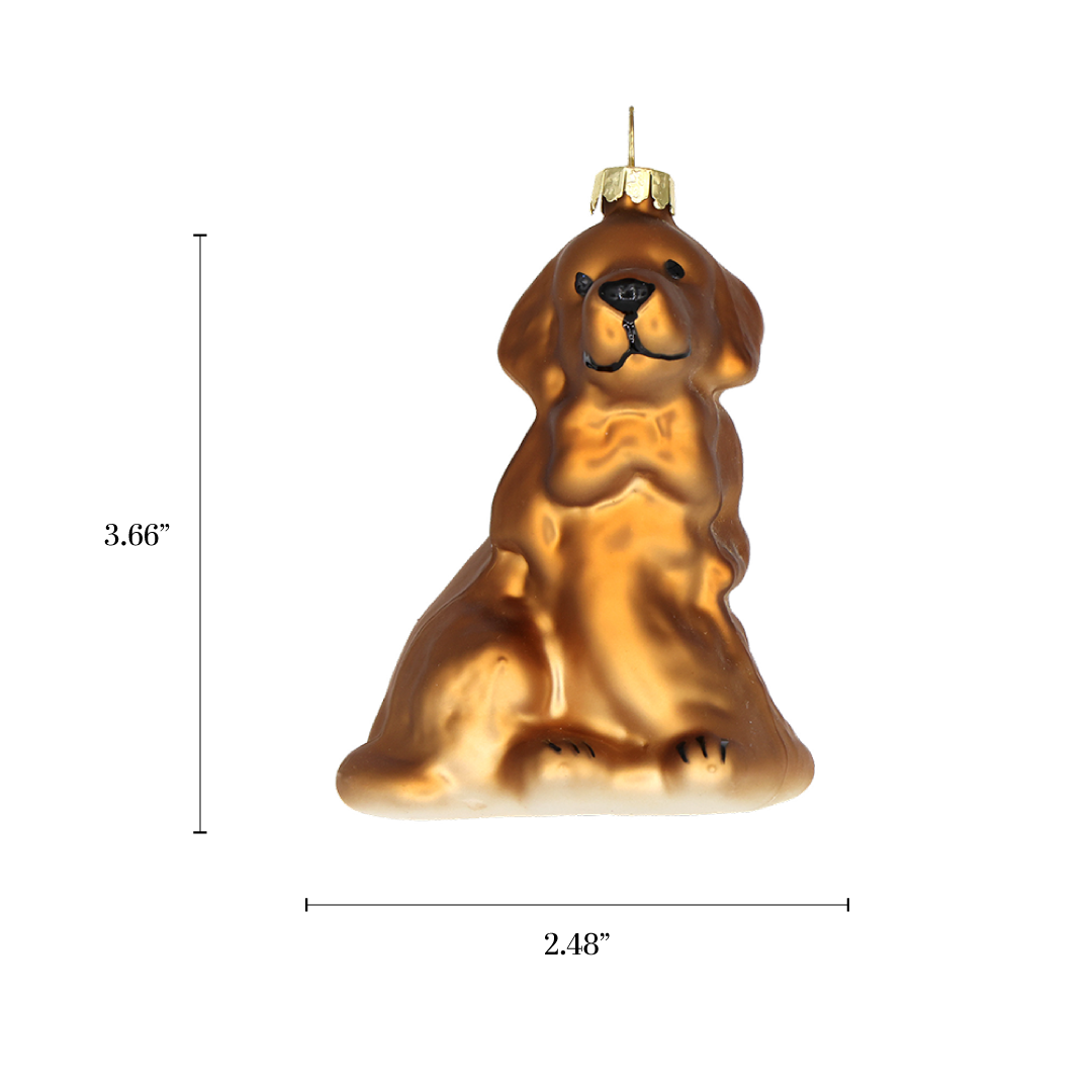 Golden Dog, Handcrafted Glass Pet Dog Lover Holiday Ornament
