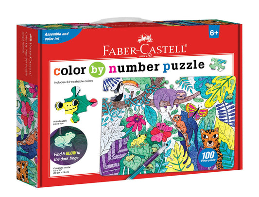 DIY Color by Number Puzzle - Jungle Animals Kit for Kids