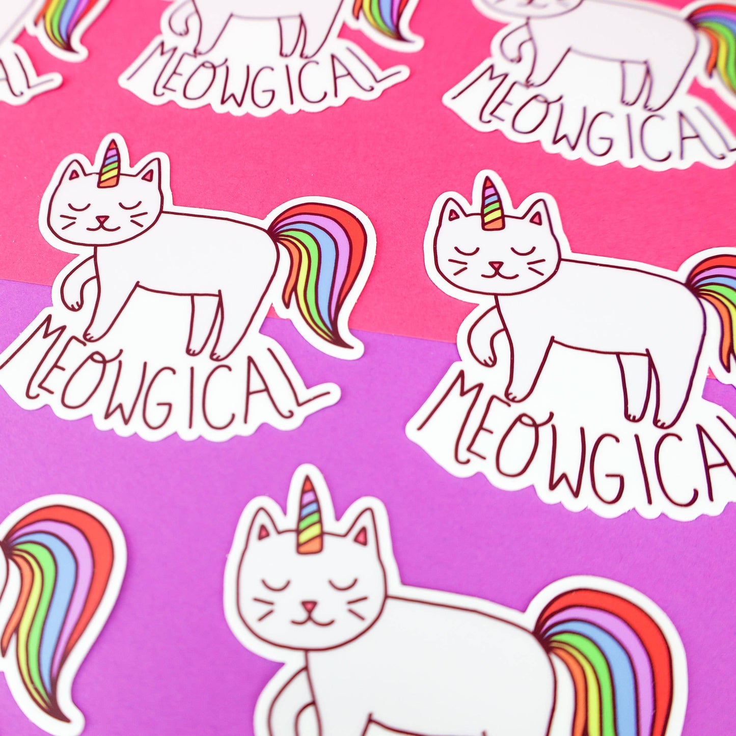Meowgical Magical Cat Rainbow Colorful Vinyl Sticker