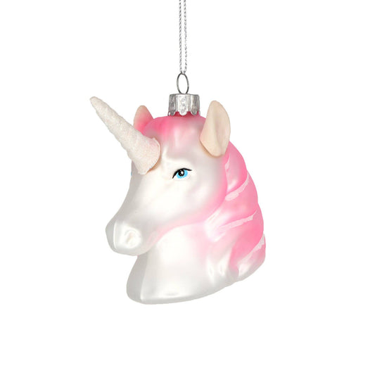 Pink Unicorn, Baby First Retro Glass Christmas Ornament 2025