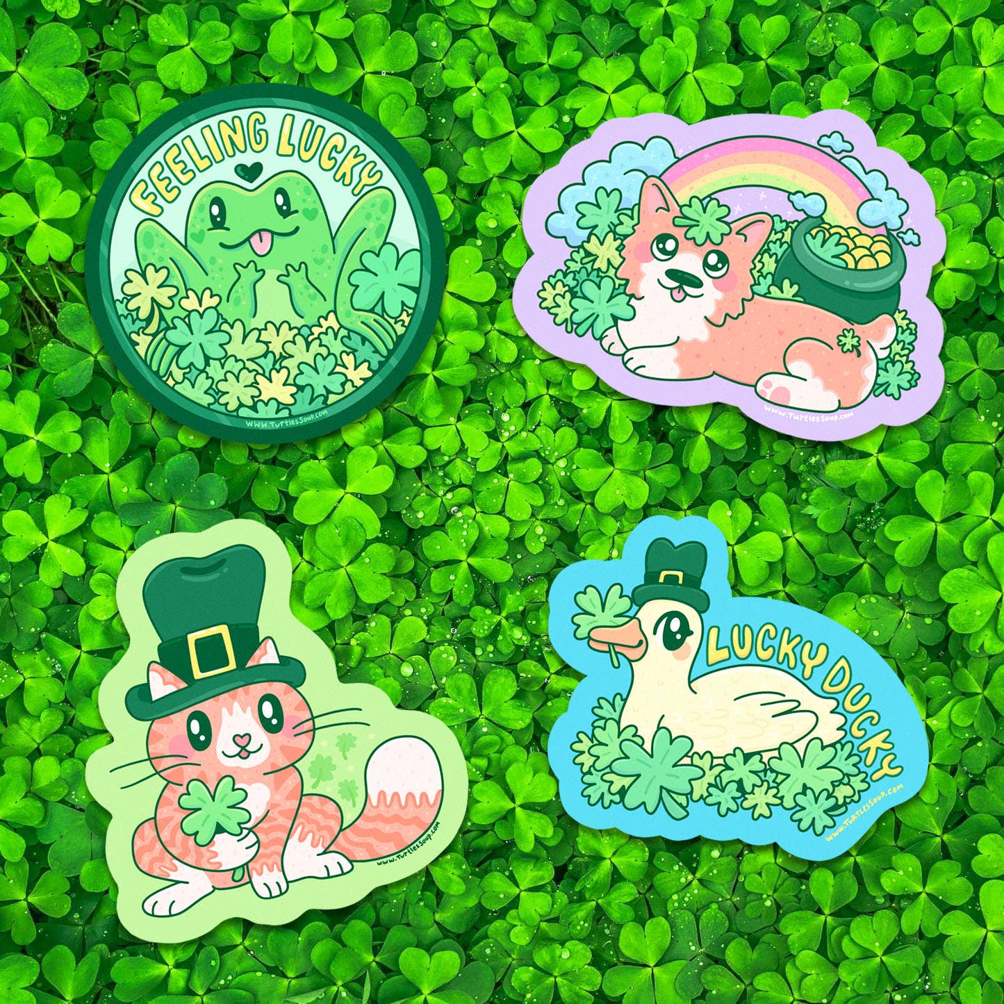 Feeling Lucky Green Frog Saint Patty's Day Vinyl Sticker