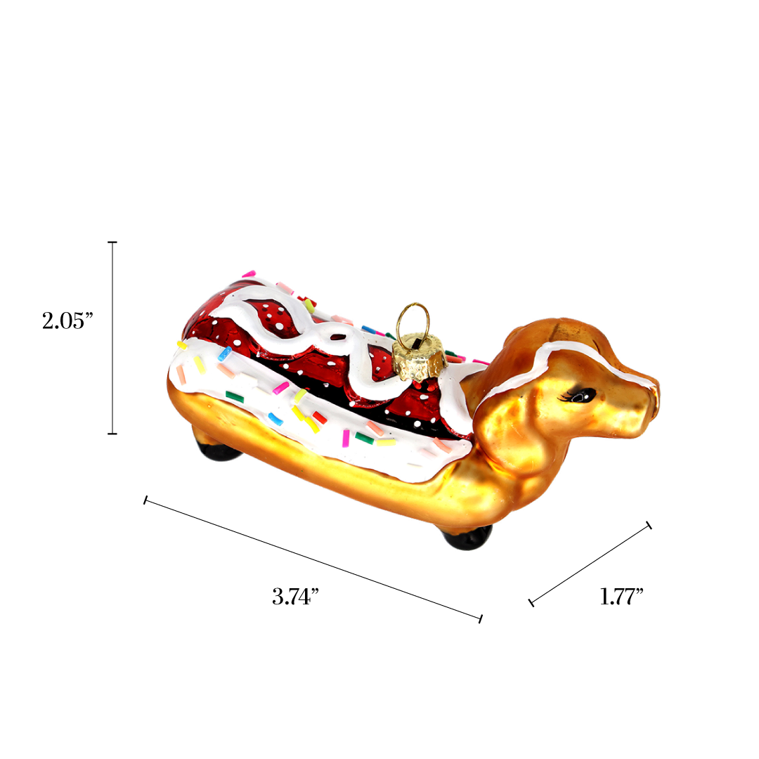 Weiner Dog, Retro Handcrafted Glass Pet Dog Tree Ornament
