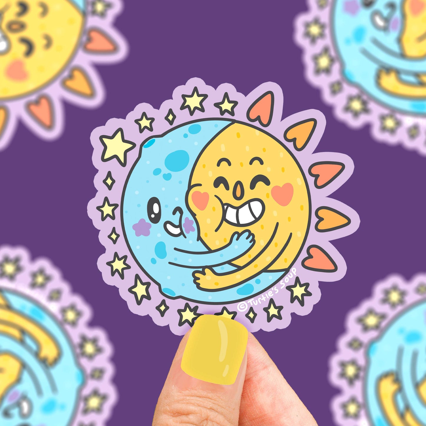 Moon and Sun Hugs Astronomy Celestial Laptop Vinyl Sticker