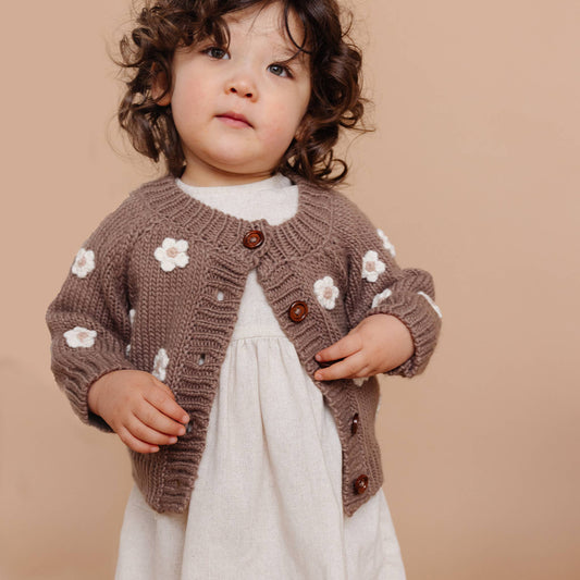 Flower Cardigan Tan Kids and Baby Apparel Sweater Spring