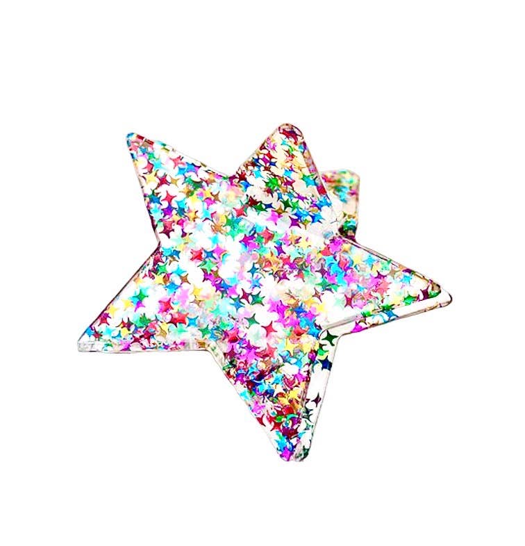 Glitter Clear Star Hair Claw Accessories Clip Girls Sparkle