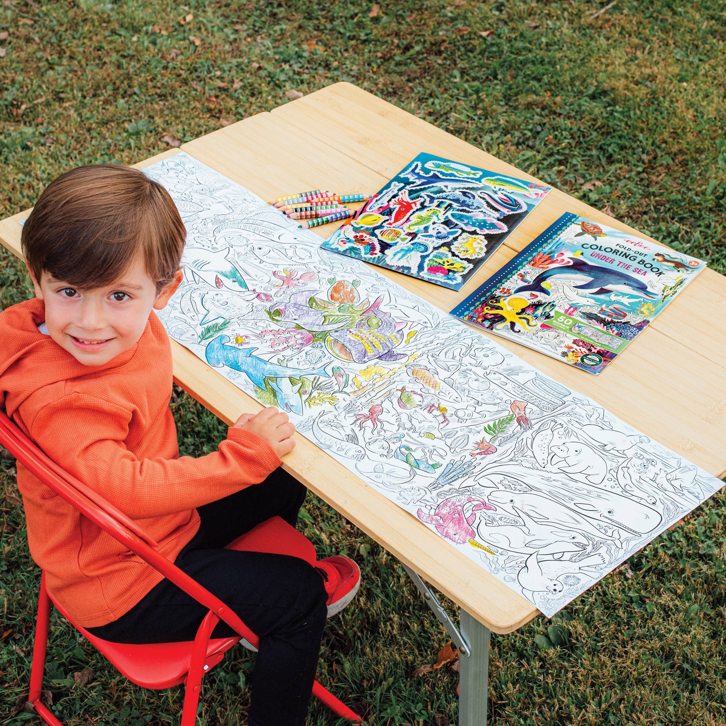 Under the Sea Fold-Out Coloring Book with Stickers