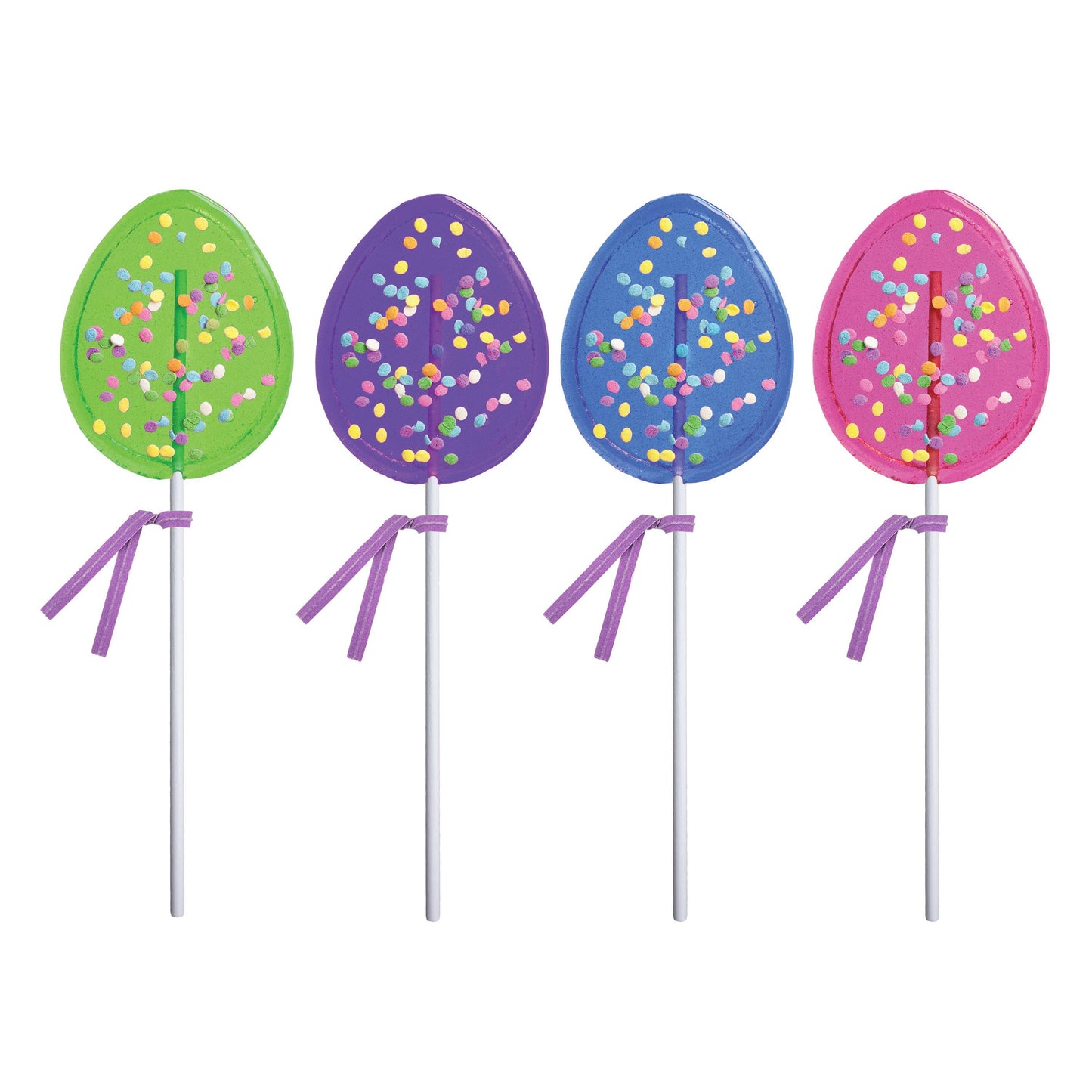 Easter Egg Lollipops w/Pastel Confettti Sprinkles, 24ct