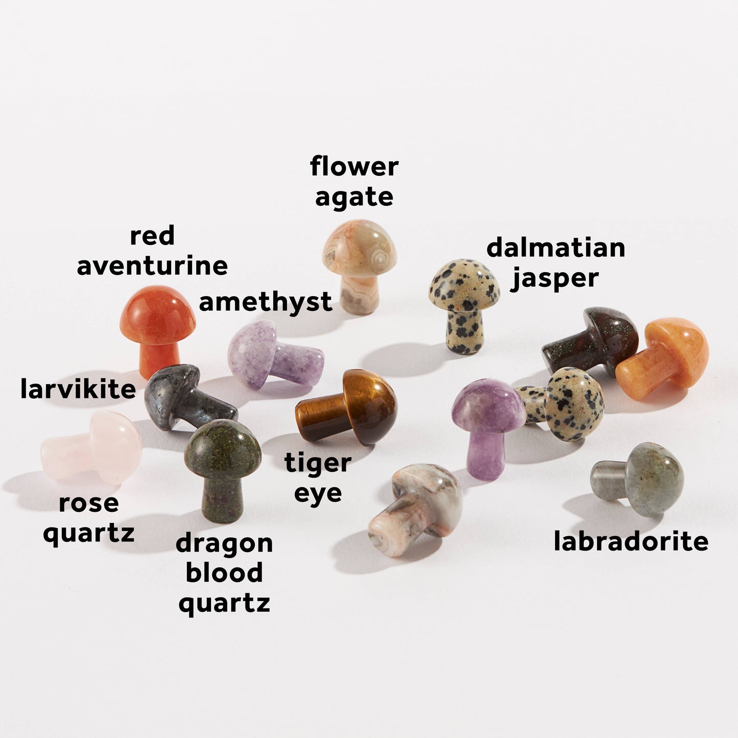 Assorted Carved Crystal Mini Mushrooms - 36 pcs 🍄