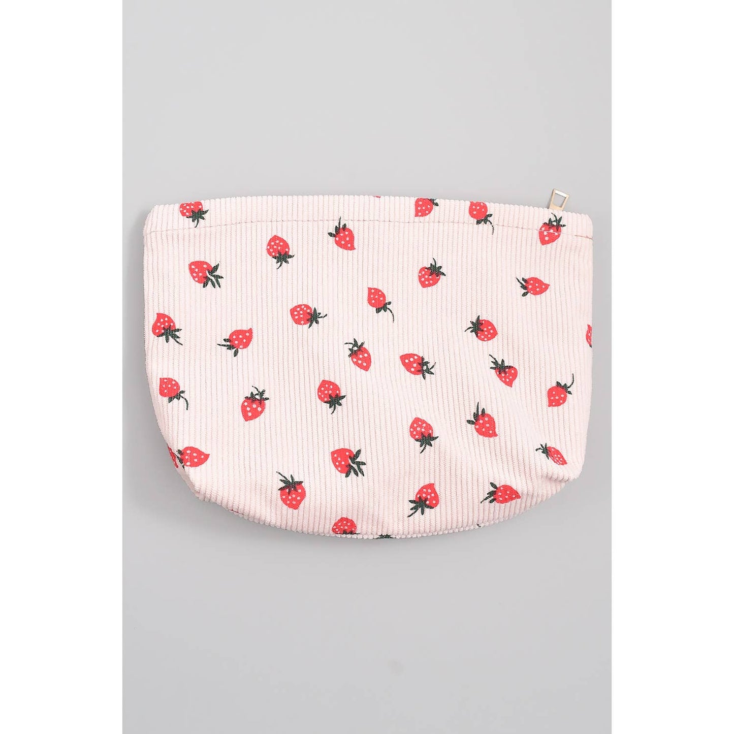 STRAWBERRY PRINT RIBBED MAKEUP POUCH