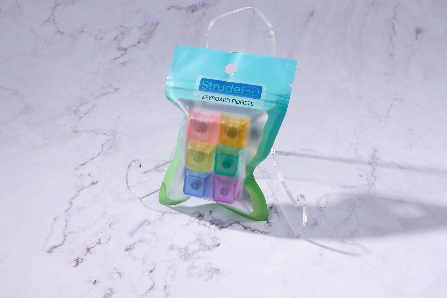 6 Key Rainbow Rocks: Mechanical Keyboard Fidget Keychain