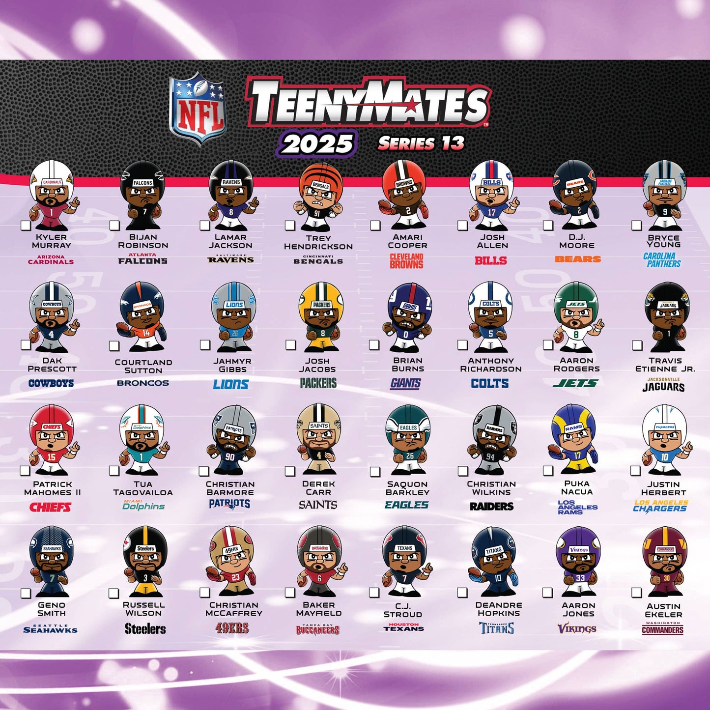 NFL TeenyMates Gravity Feed Display 2025
