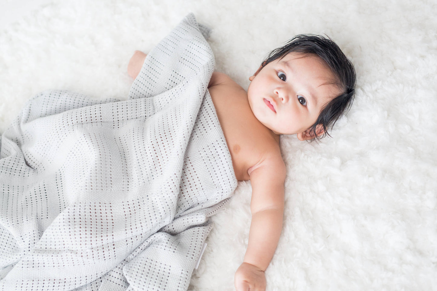 Cellular Baby Blanket – Grey - 100% Cotton (40" x 30")