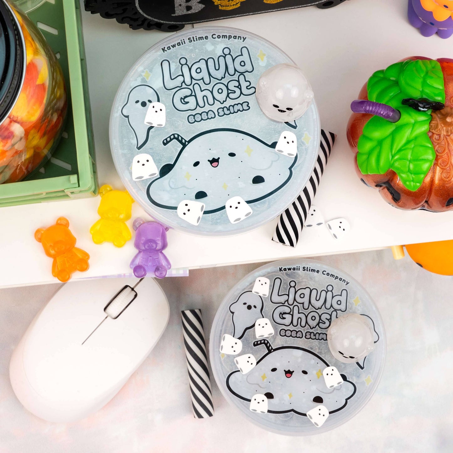 Liquid Ghost Boba Clear Slime
