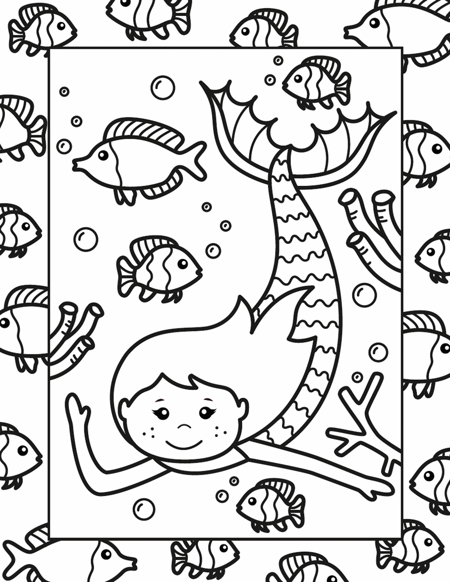 Stained Glass Coloring: Mermaids