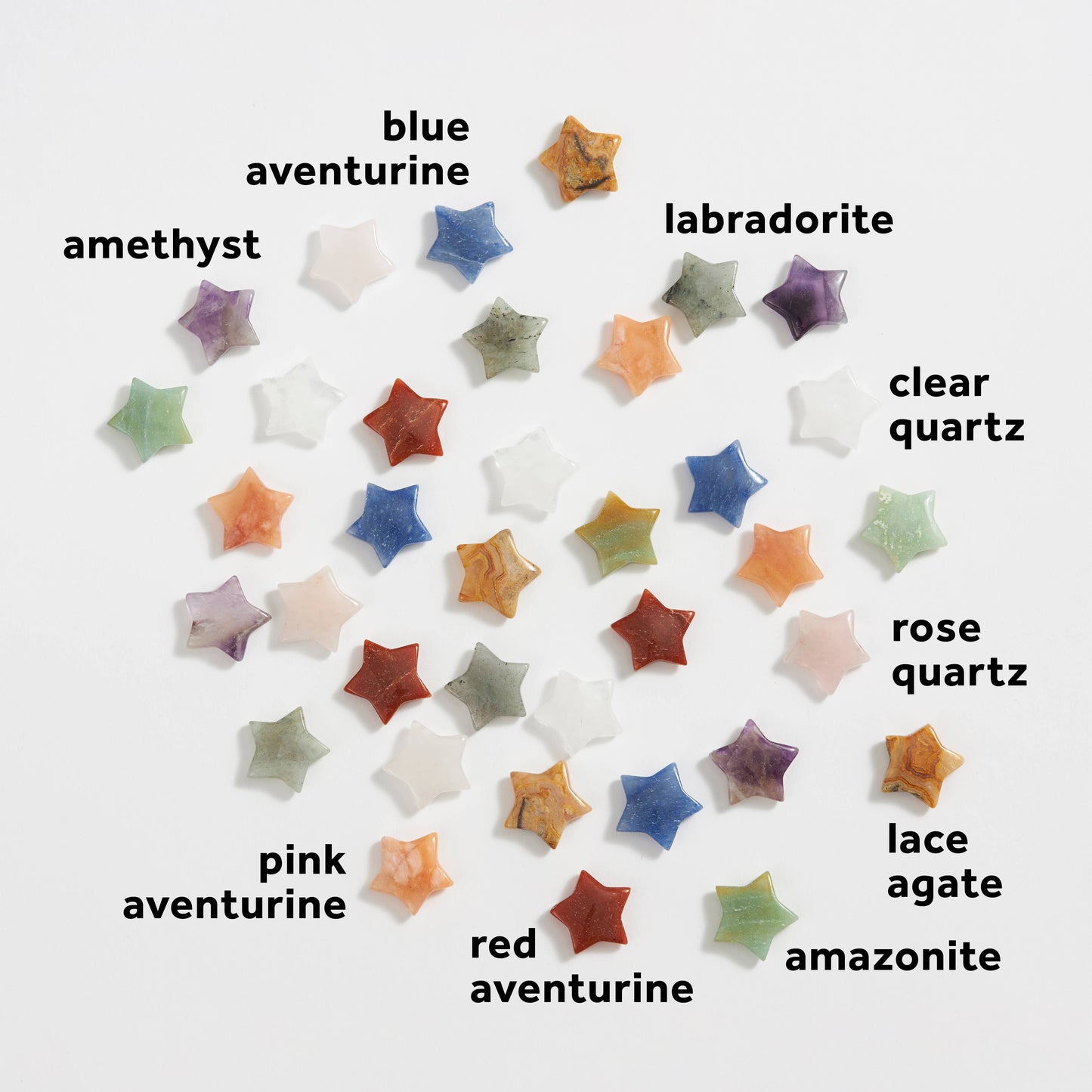 Assorted Carved Crystal Stars - 36 pcs ⭐