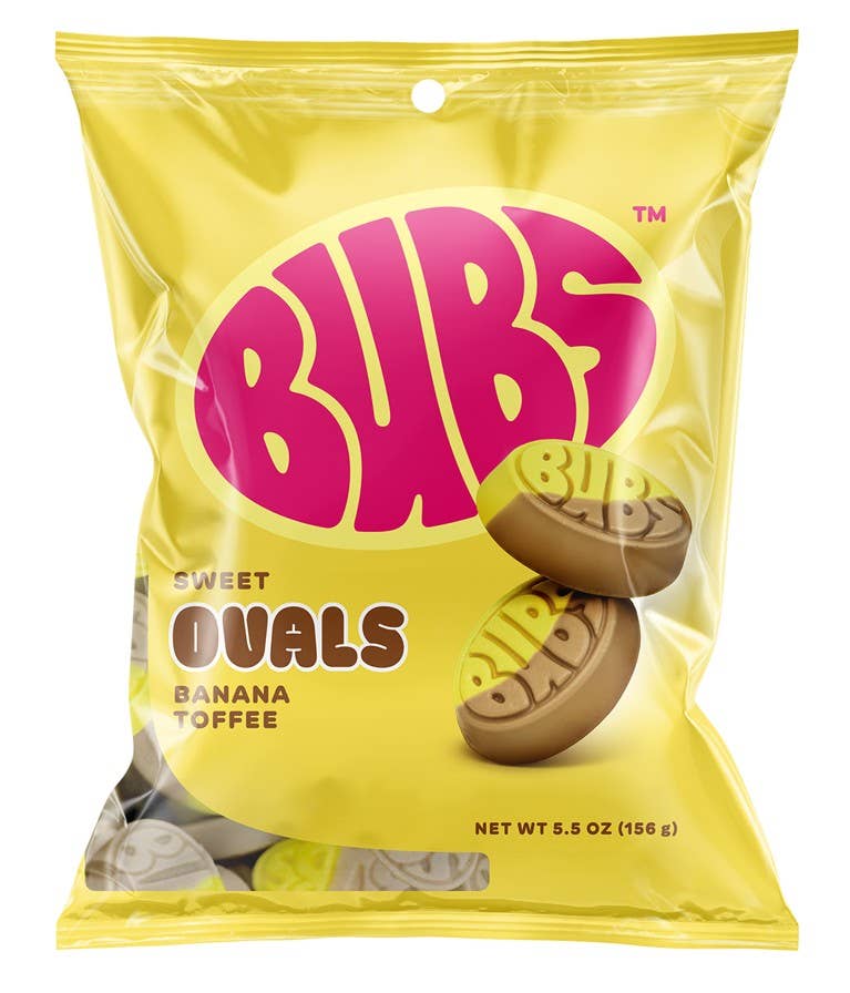Bubs Sweet Ovals Banana Toffee 5.5oz Bag, 8ct