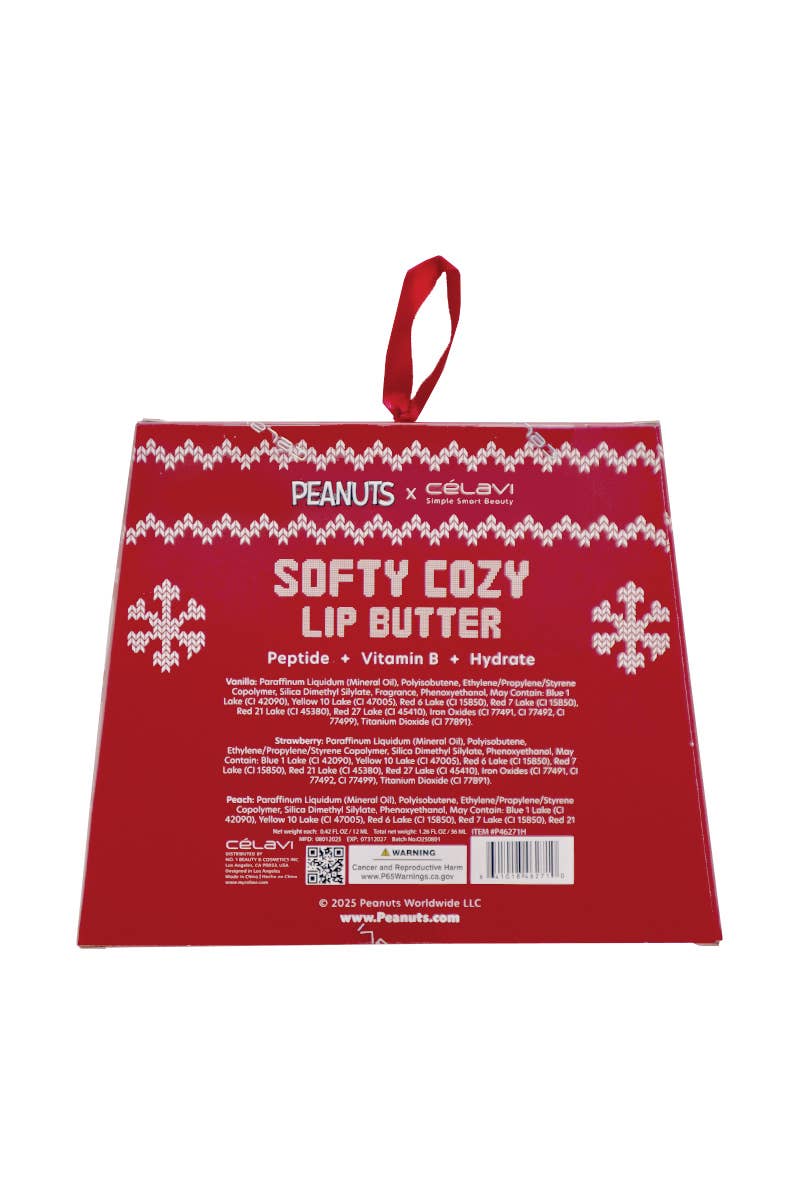 Celavi P46271H Peanuts Holiday Soft Cozy Lip Butter Set - 12