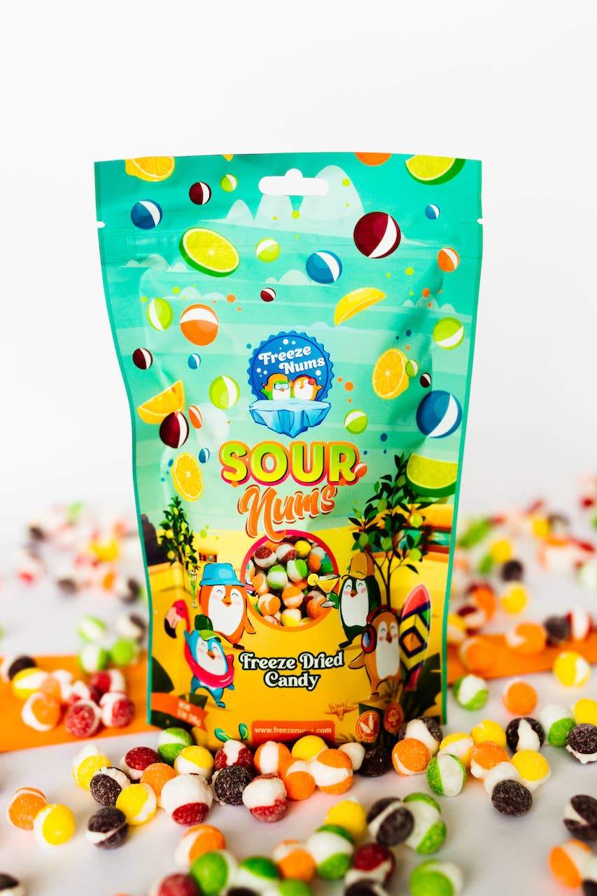 Freeze Num Sour Nums Freeze Dried Candy, 2.6oz Bag, 16ct