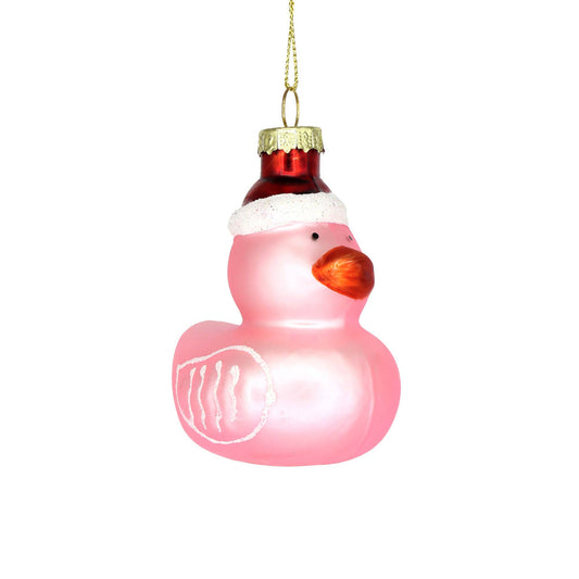 Pink Duckie, Vintage Baby’s First Glass Christmas Ornament
