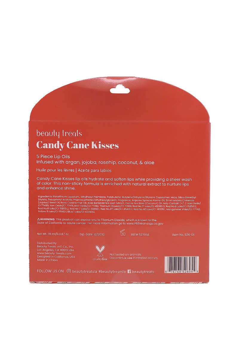 Beauty Treats 526-D1 Candy Cane Kisses 5pc Lip Oil Set - 6