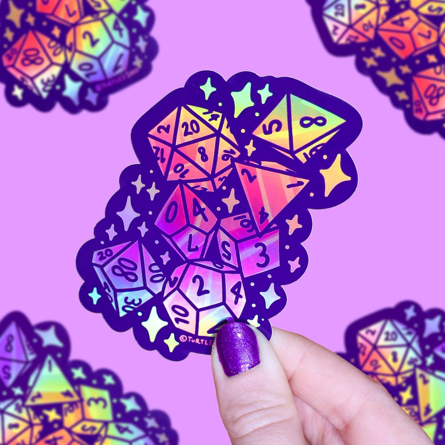 Gamer D20 Board Game Dice  Vinyl Sticker (Holographic)