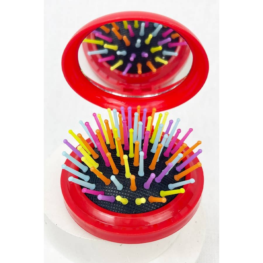 Christmas Theme Round Mirror with Pop Up Brush