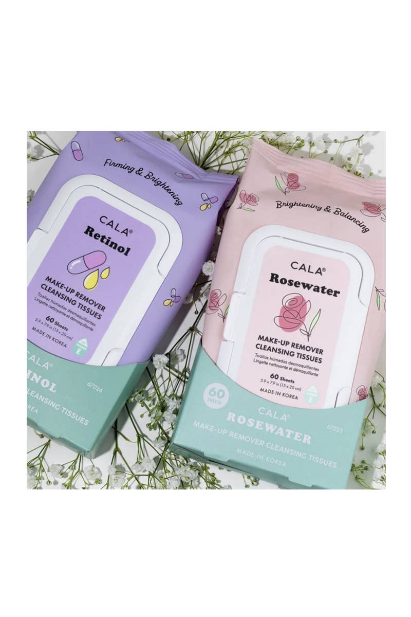 CALA 67025 Rose Water 60 Make-up Cleansing Tissues - 3pc
