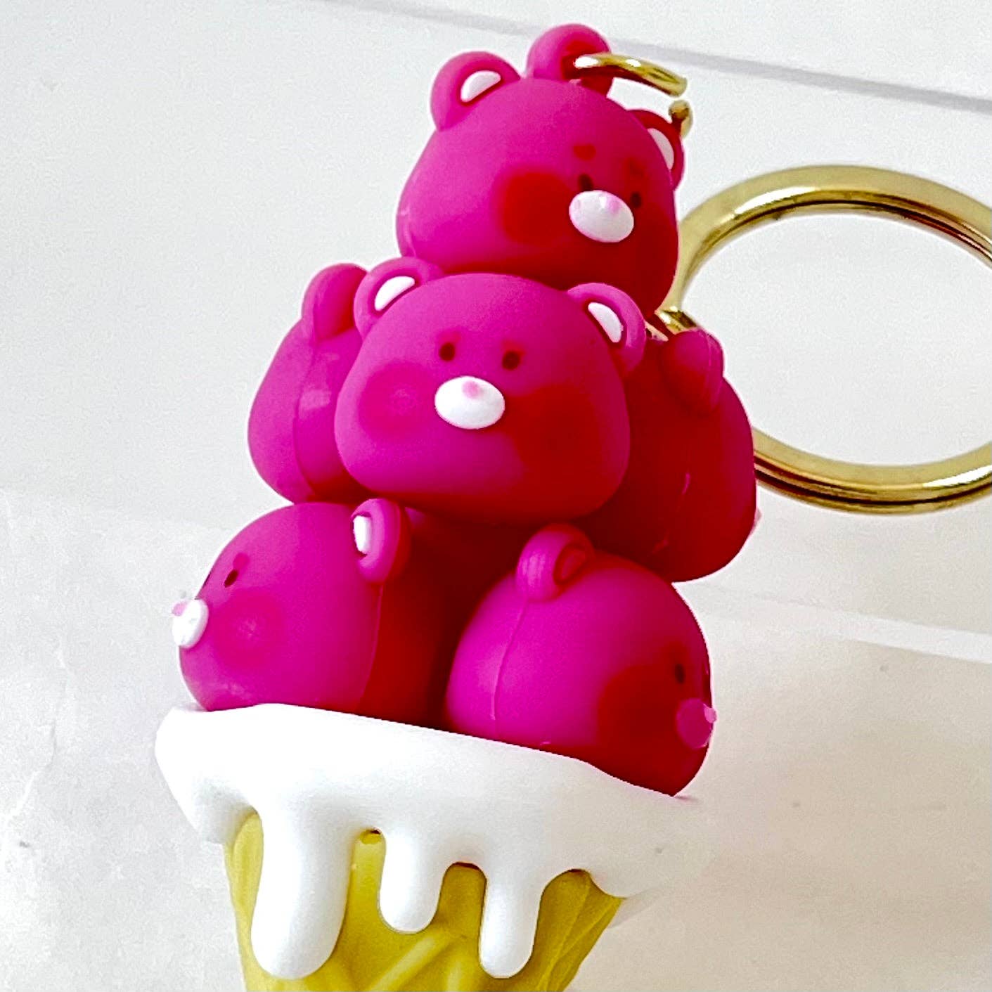 12174 PINK BEAR FAMILY KEY CHARM-12