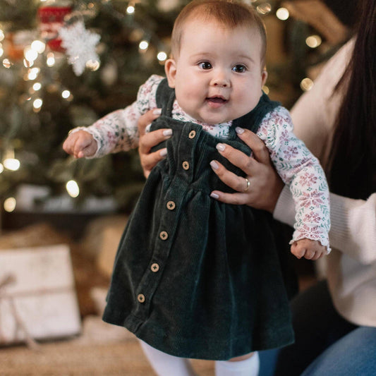 Poinsettia Fair Isle Organic Girl Tee & Dress Set