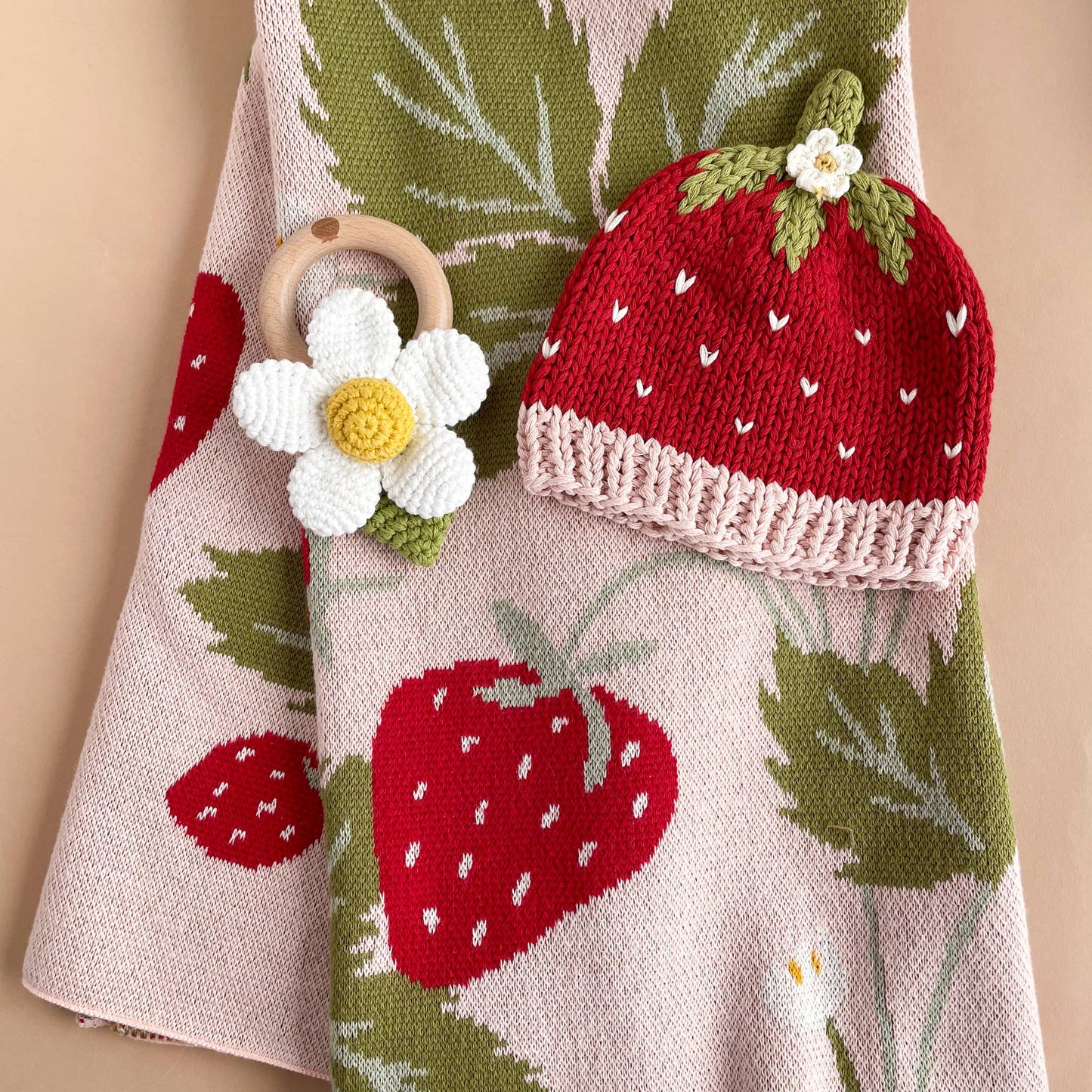 Cotton Addie Strawberry Beanie Baby Hat Spring Summer Gift