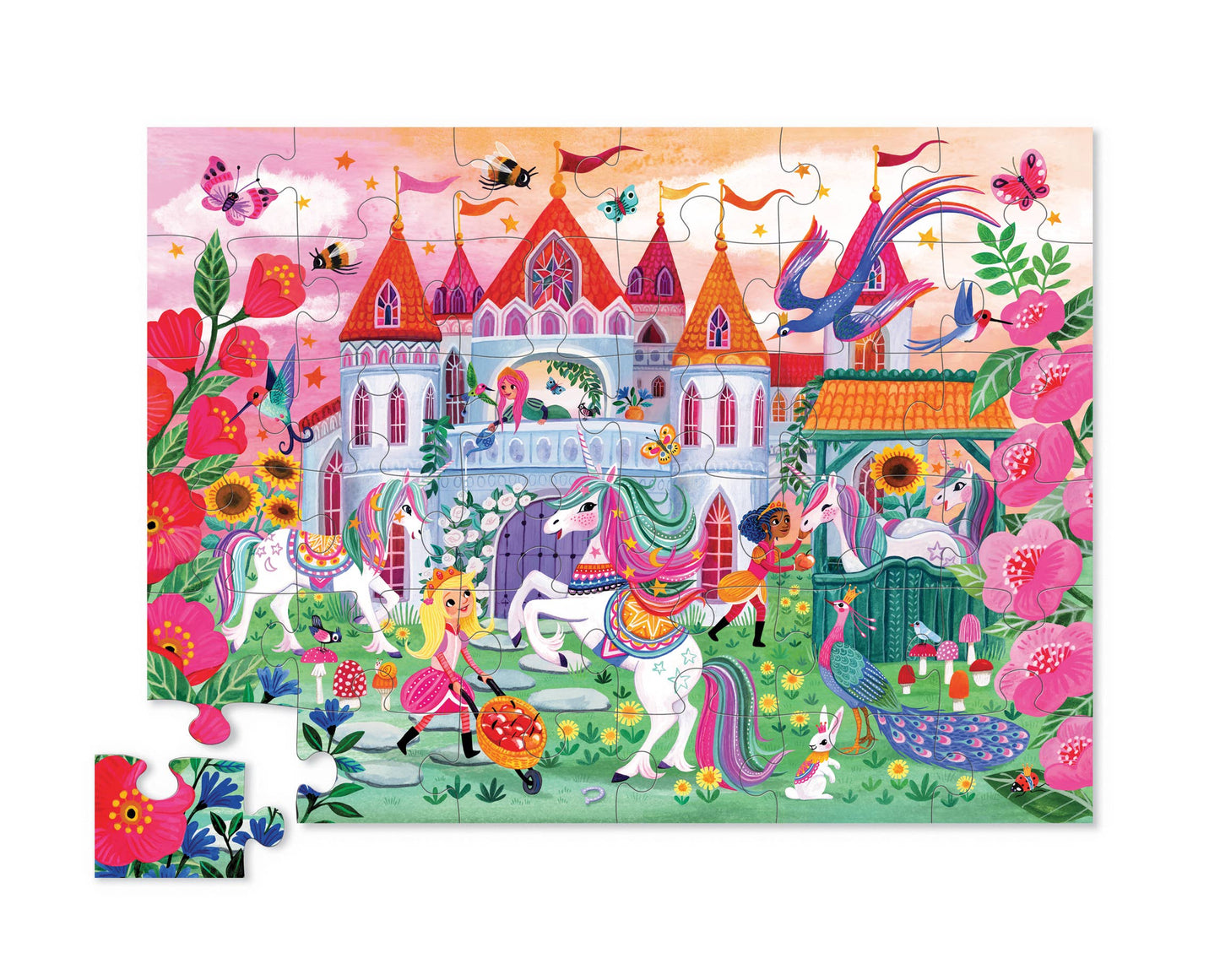 36-Piece Shaped Box Puzzle - Unicorn Castle