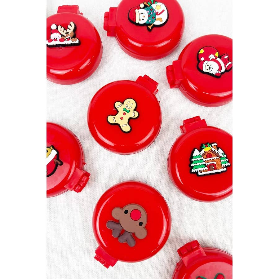 Christmas Theme Round Mirror with Pop Up Brush