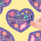 Space Alien Heart Valentines Vinyl Sticker