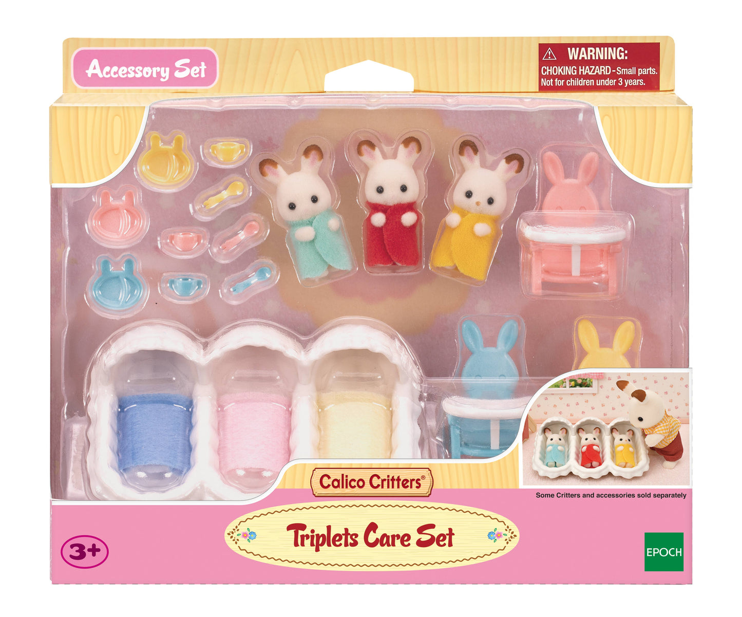 Calico Critters Triplets Care Set, Dollhouse Playset